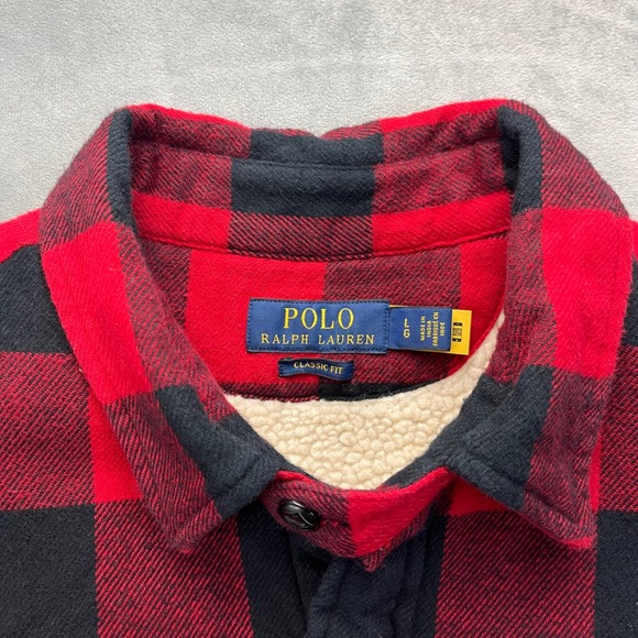 Polo Ralph Lauren Men's Classic-Fit Fleece-Lined Red Plaid Overshirt, Size Large - Picture 3 of 8
